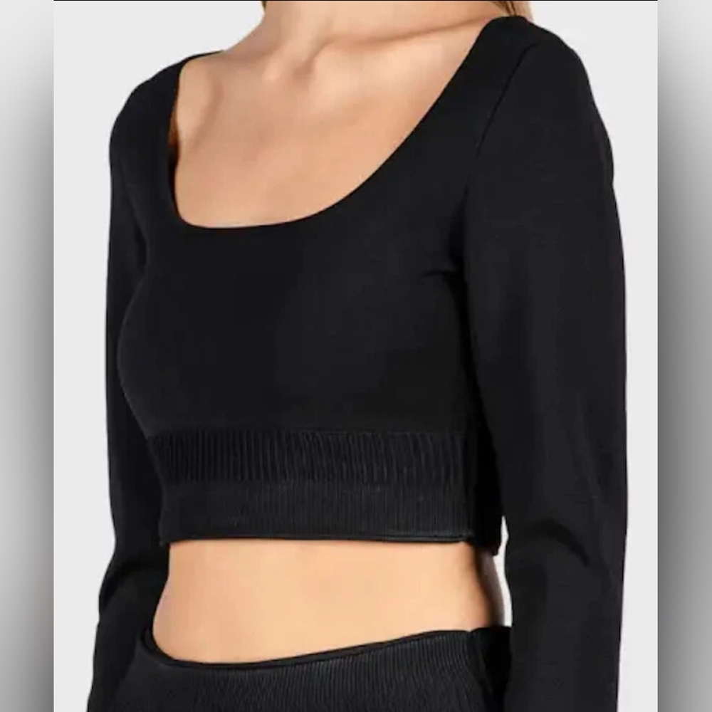 Brock Collection Black Scoop Neck Knit Crop Top